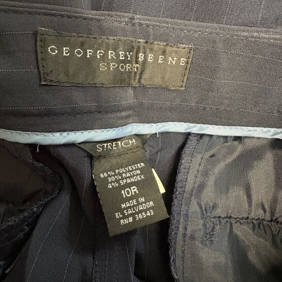 Geoffrey Beene Sport Navy Pinstripe Stretch Trousers Womens Size 10R Pants NEW - Picture 5 of 8